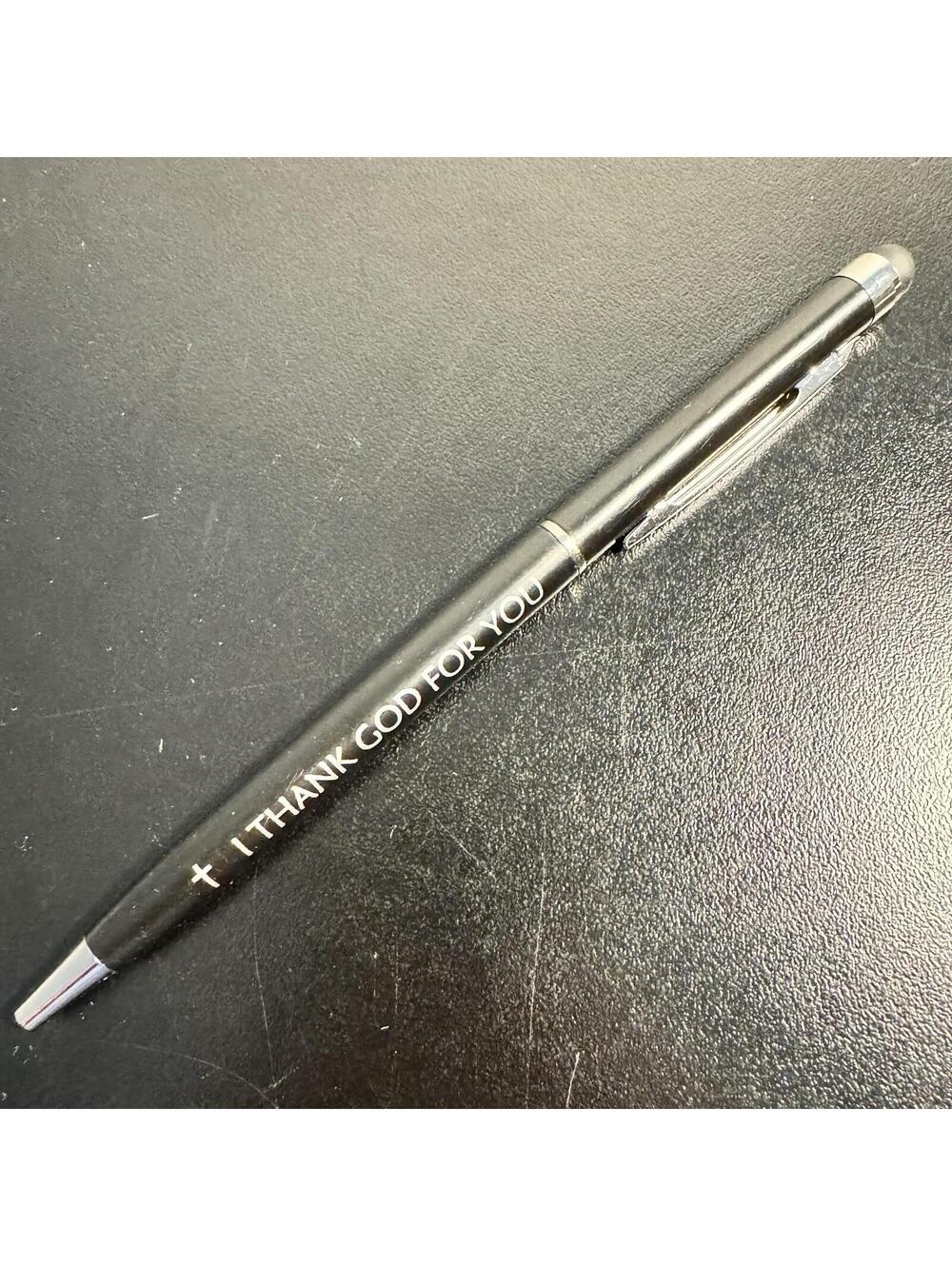 Thank God Slim Twist Black Pen Stylus Religious